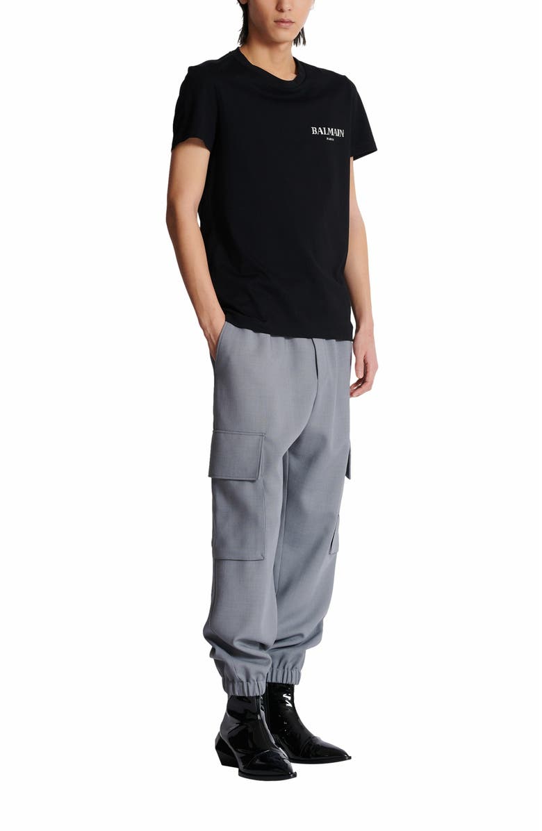 Balmain T-Shirt With Vintage Gel Balmain Logo, Main, color,