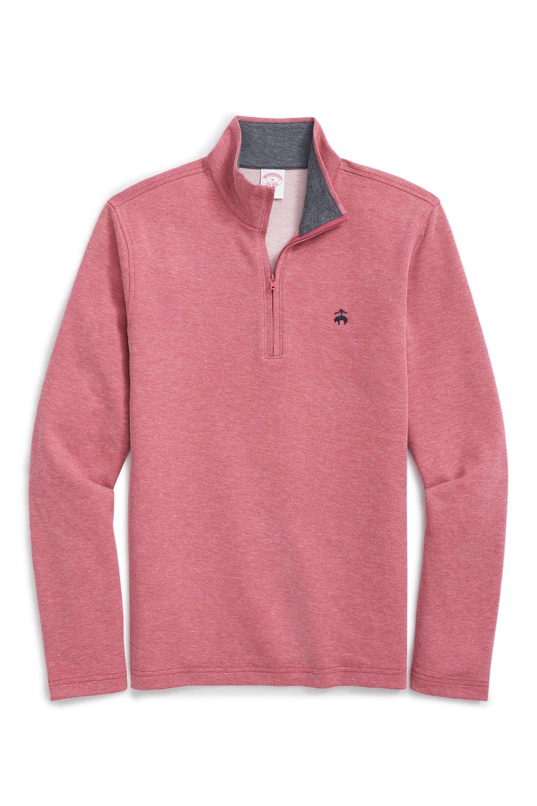 Heathered Piqué Half Zip Pullover, Alternate, color, PINK