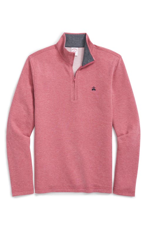 BROOKS BROTHERS BROOKS BROTHERS HEATHERED PIQUÉ HALF ZIP PULLOVER