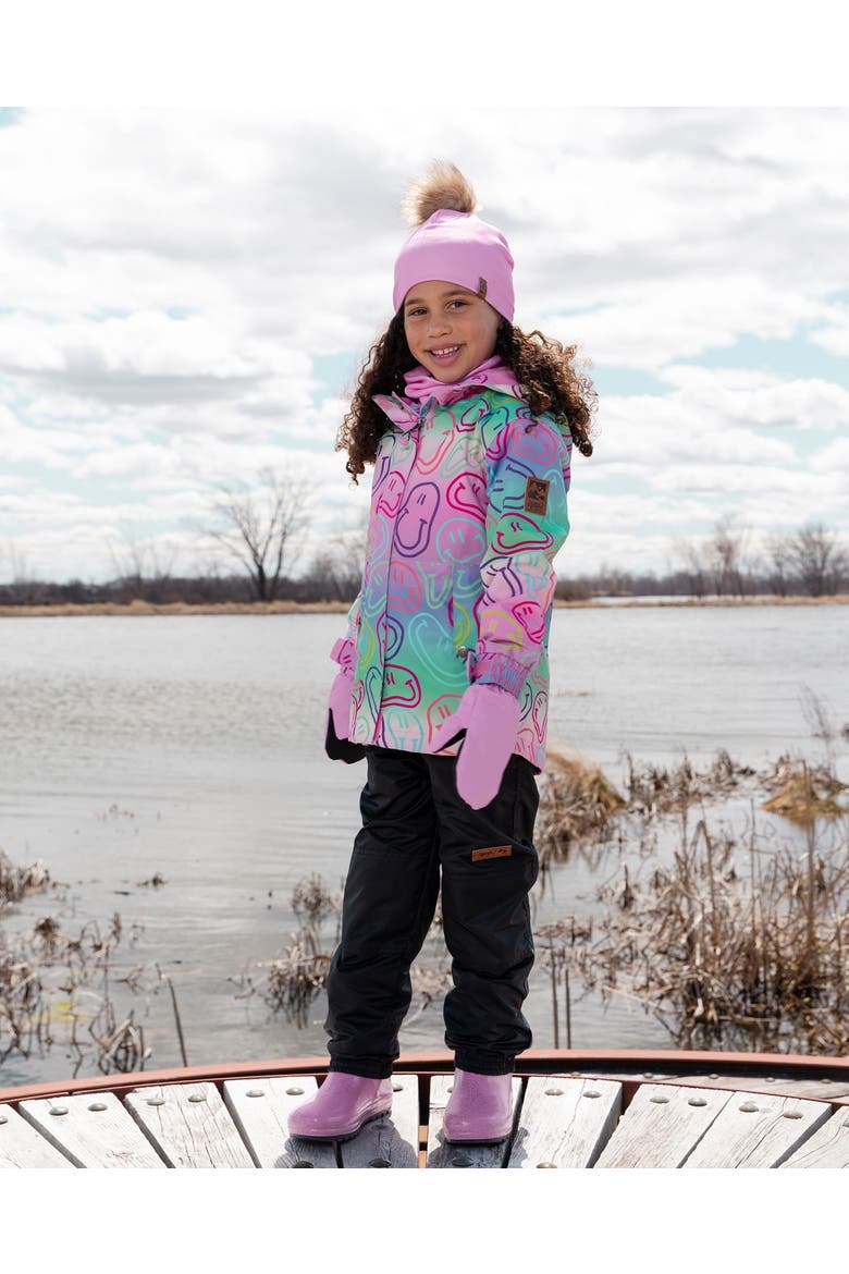 Girl Two-Piece Mid-Season Smileys Outerwear Set, Alternate, color, Multicolored Printed Smileys