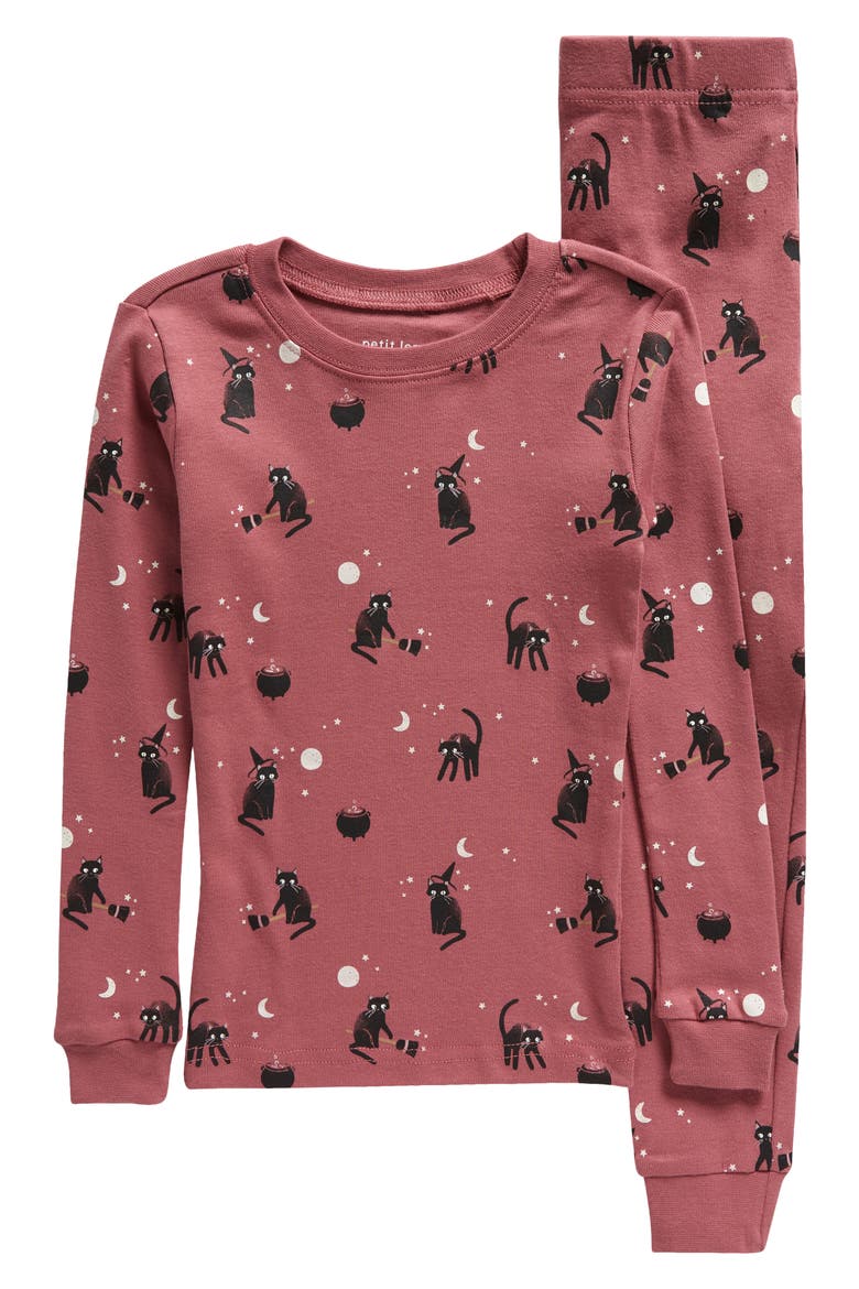 Kids' Glow in the Dark Fitted Two-Piece Pajamas, Main, color, DUSTY PINK
