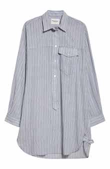Loriane Stripe Long Sleeve Cotton Shirtdress