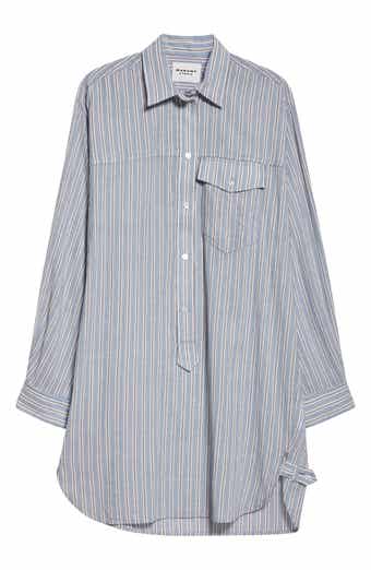 Loriane Stripe Long Sleeve Cotton Shirtdress