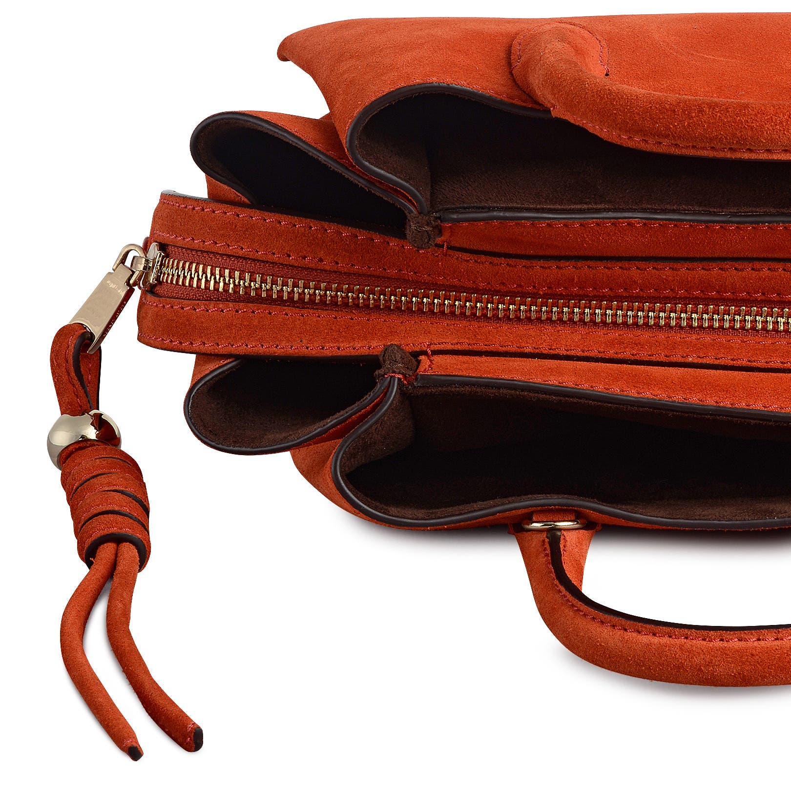 Radley The Romilly - Suede Small Ziptop Satchel Bag, Alternate, color, Flame