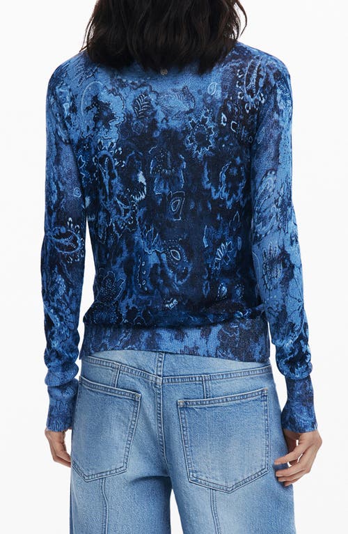 Desigual Thin Gauge Cardigan In Blue