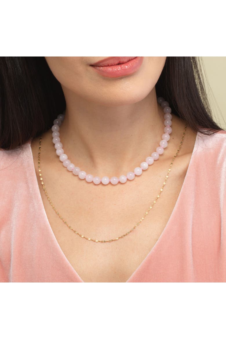 Rose Quartz Knotted Bead Necklace, Alternate, color, Rose Quartz