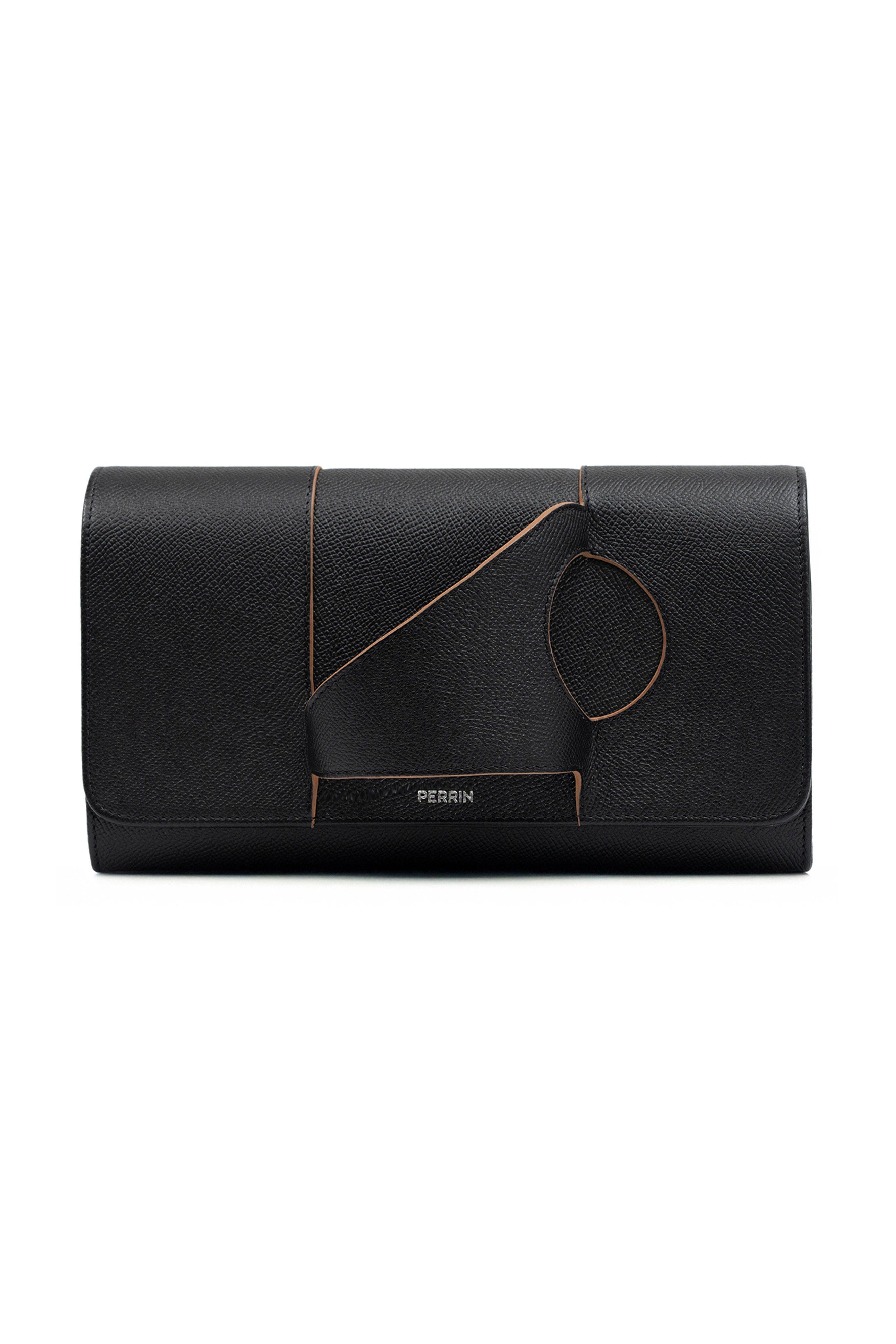 PERRIN PARIS L'Asymetrique Clutch, Main, color, Black / Caramel