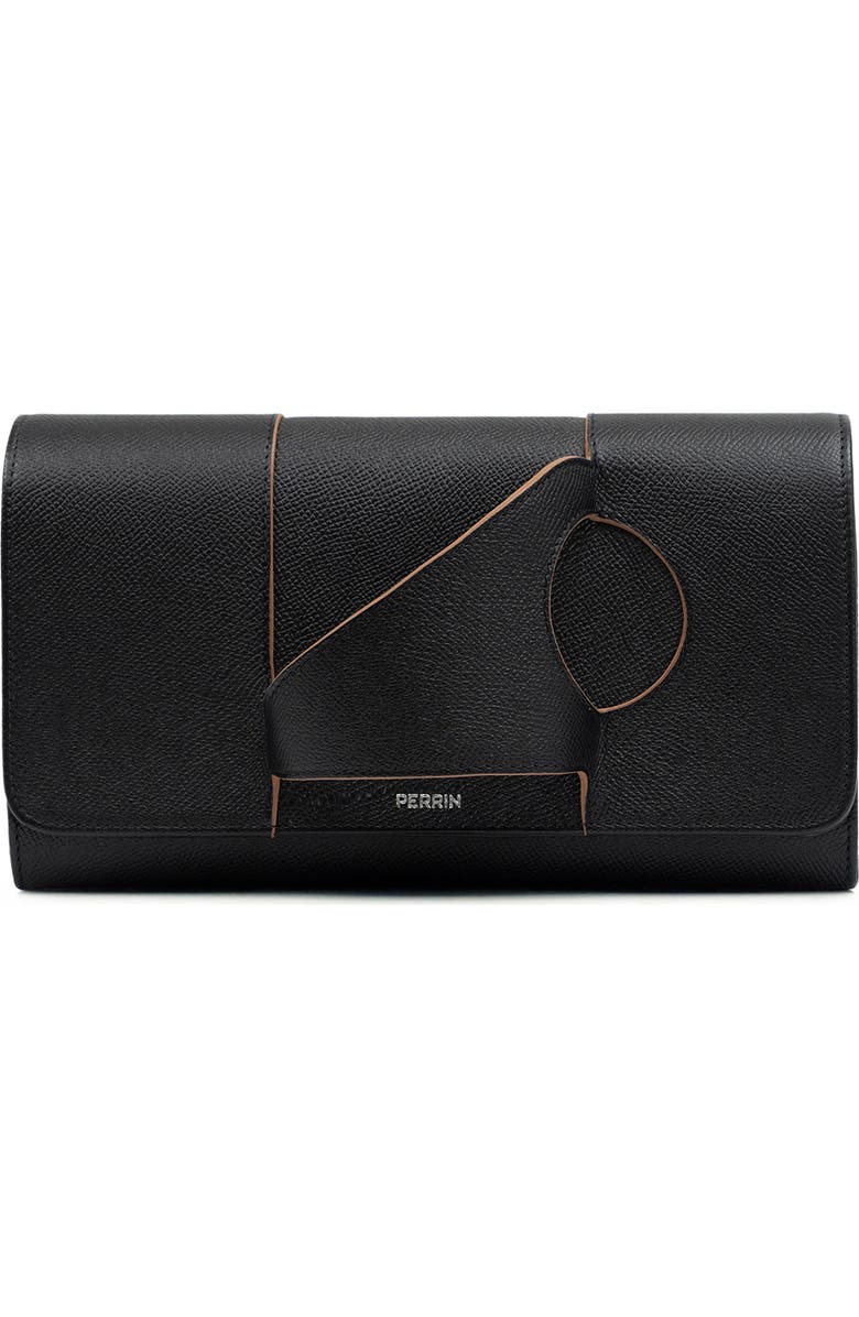 PERRIN PARIS L'Asymetrique Clutch, Main, color, Black / Caramel
