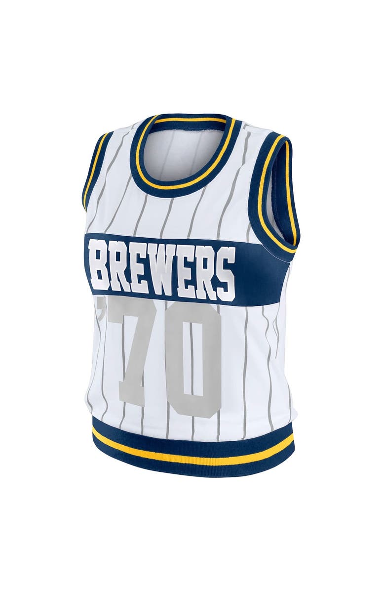 WEAR by Erin Andrews Women's WEAR by Erin Andrews White Milwaukee Brewers Sporty Tank Top, Alternate, color,