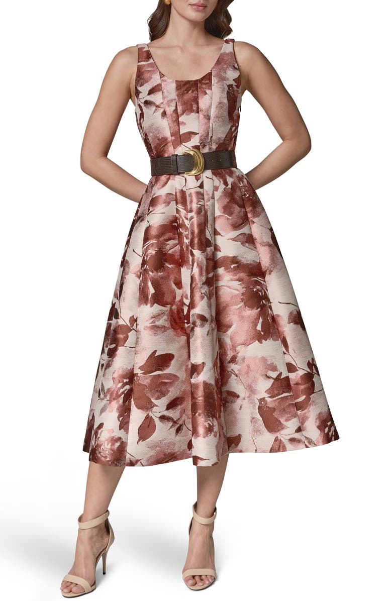 Donna Karan New York Pleat Fit & Flare Midi Dress, Main, color,