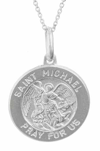 BEST SILVER Saint Michael Coin Pendant Necklace