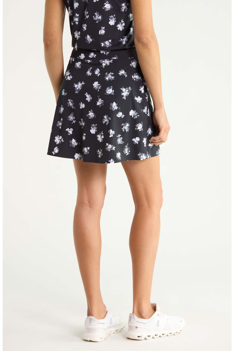 Moody Floral Silky Tech Performance Skort, Alternate, color, ONYX