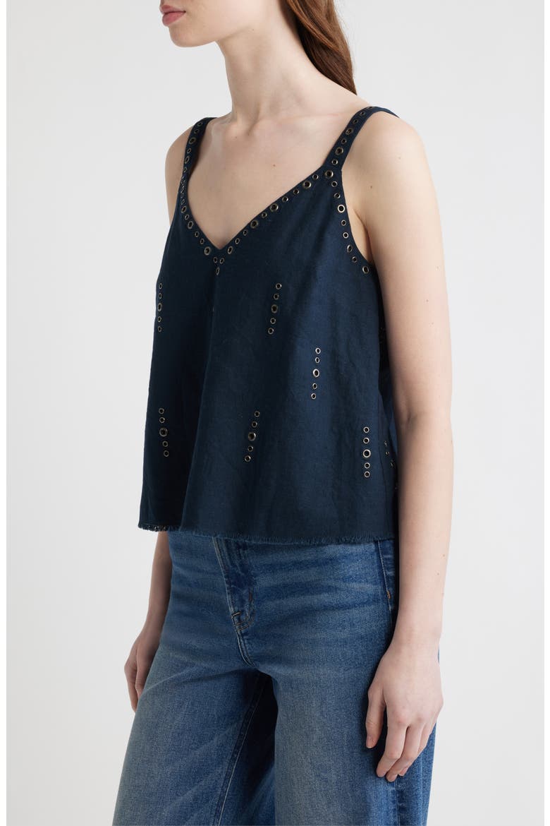 Aubrey Grommet Trim Linen & Cotton Camisole, Alternate, color, SAL