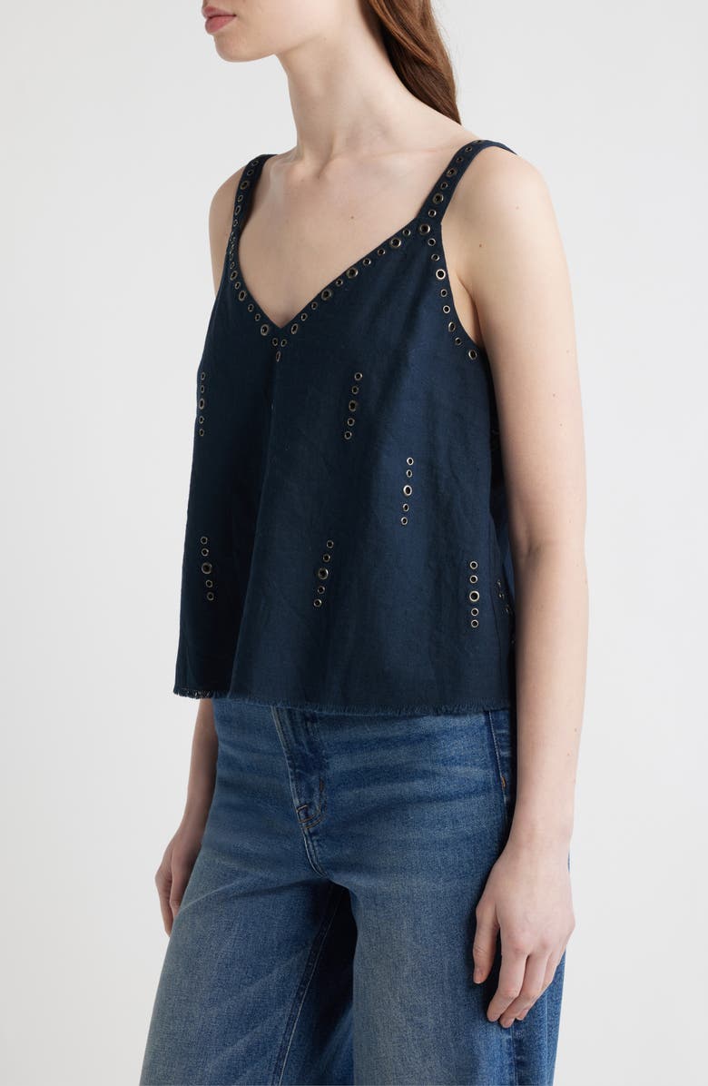 rag & bone Aubrey Grommet Trim Linen & Cotton Camisole, Alternate, color, Sal