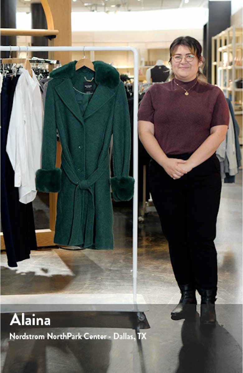 club belted wool blend coat with removable faux fur collar and cuffs, sales video thumbnail