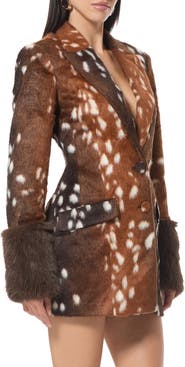 AFRM Faux Fur Cuff Pinched Waist Blazer