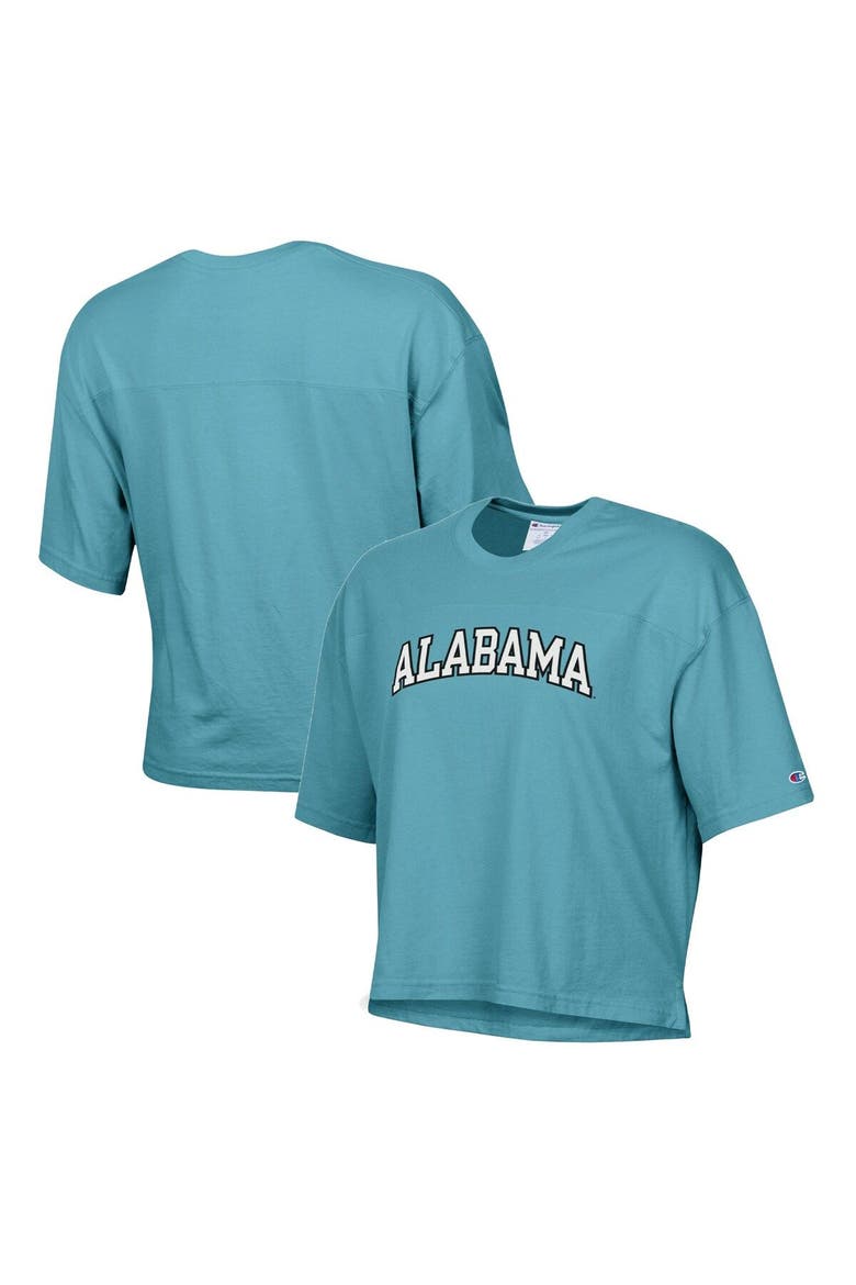 Women's Champion Aqua Alabama Crimson Tide Vintage Wash Boxy Crop T-Shirt, Main, color, Aqua