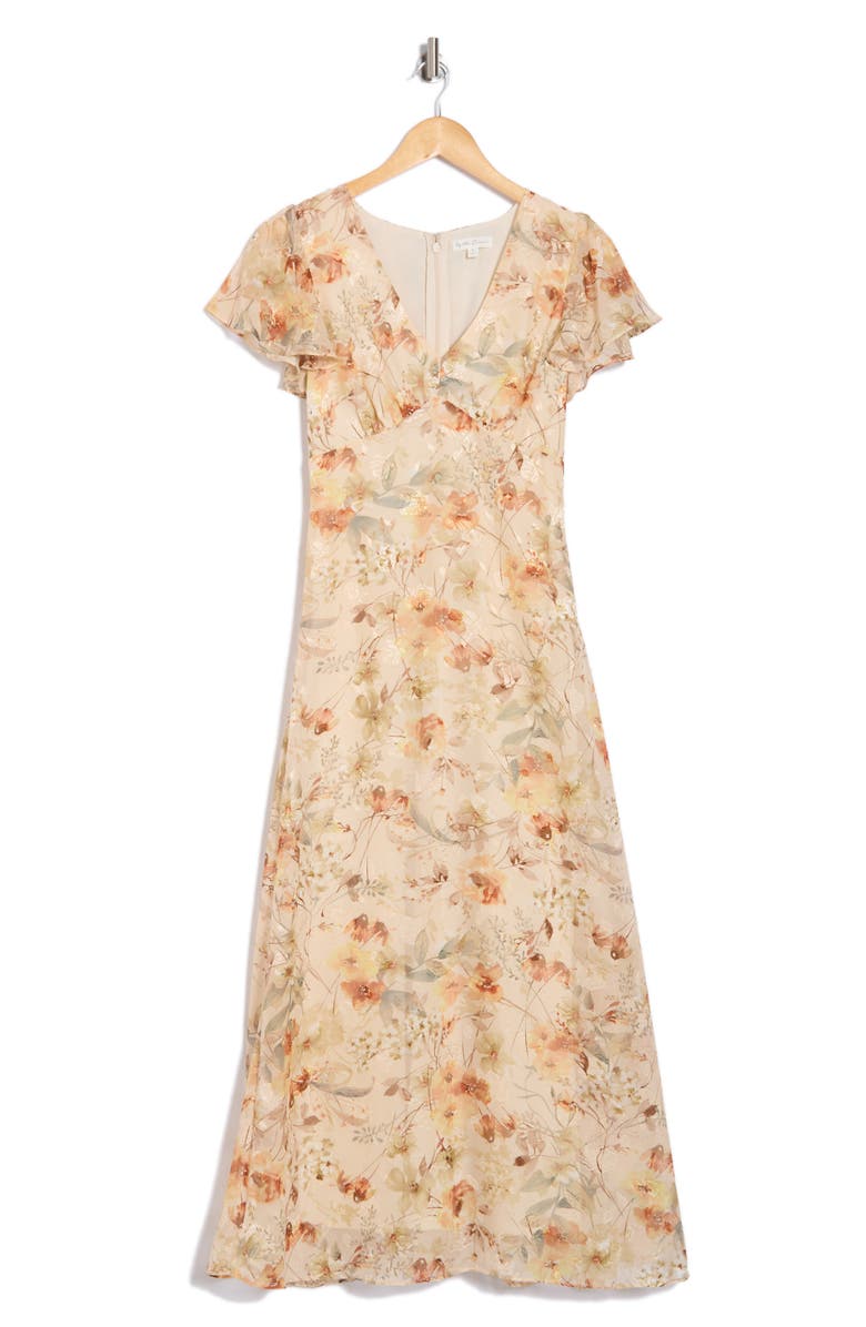 Blu Pepper Flutter Sleeve Maxi Dress, Alternate, color, 