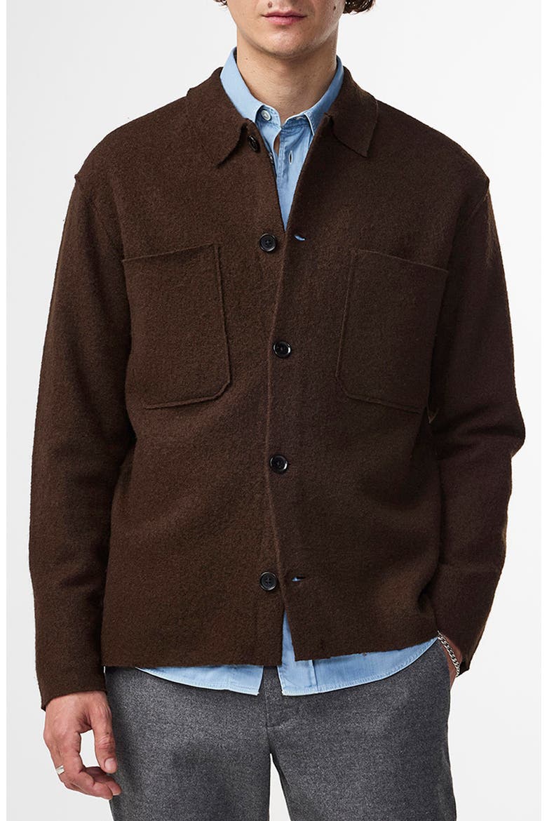 Jonas Boiled Wool Shirt Jacket, Main, color, DEMITASSE