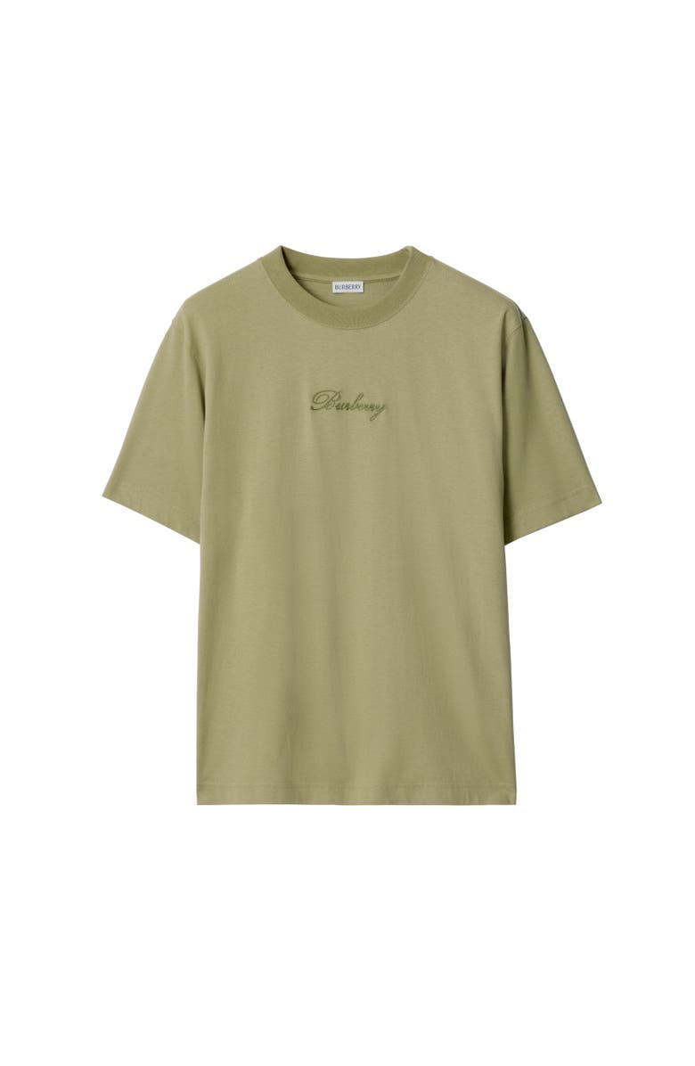Burberry Check Cursive Logo Cotton T-shirt, Alternate, color, Glade Green