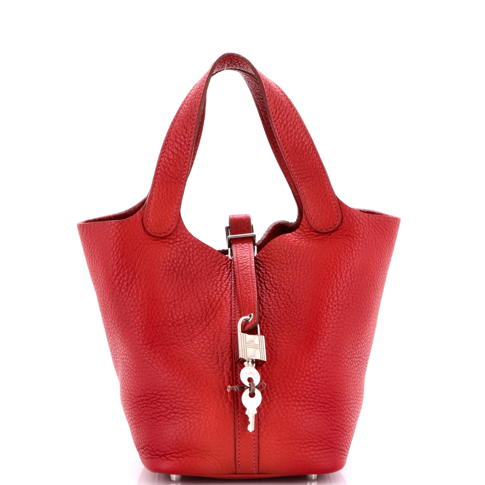 Pre-Owned Hermes Picotin Lock Bag Clemence PM, Main, color, Rouge Garance