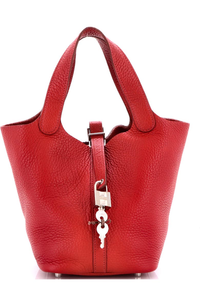 Pre-Owned Hermes Picotin Lock Bag Clemence PM, Main, color, Rouge Garance