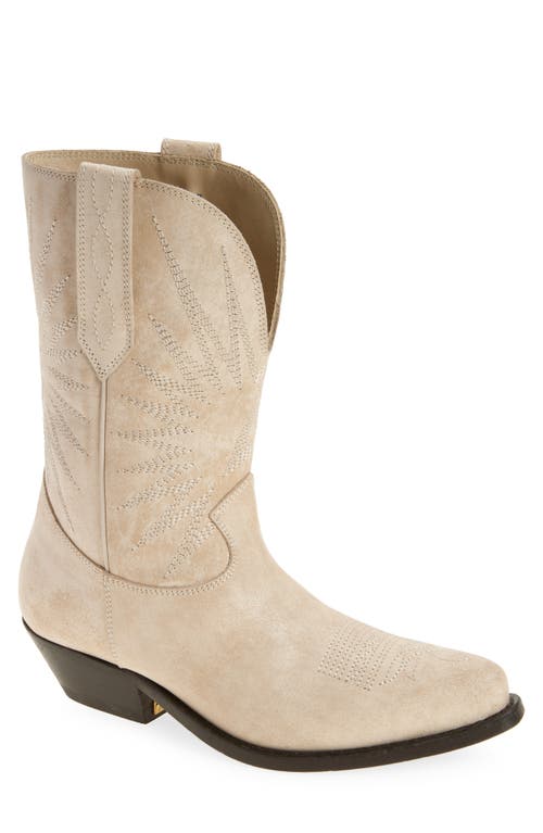 Golden Goose Wish Star Short Western Boot In Butter