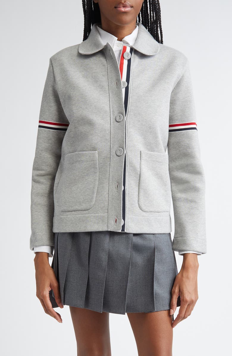 Thom Browne Jersey Stitch Loopback Bonded Jacket, Main, color, Light Grey