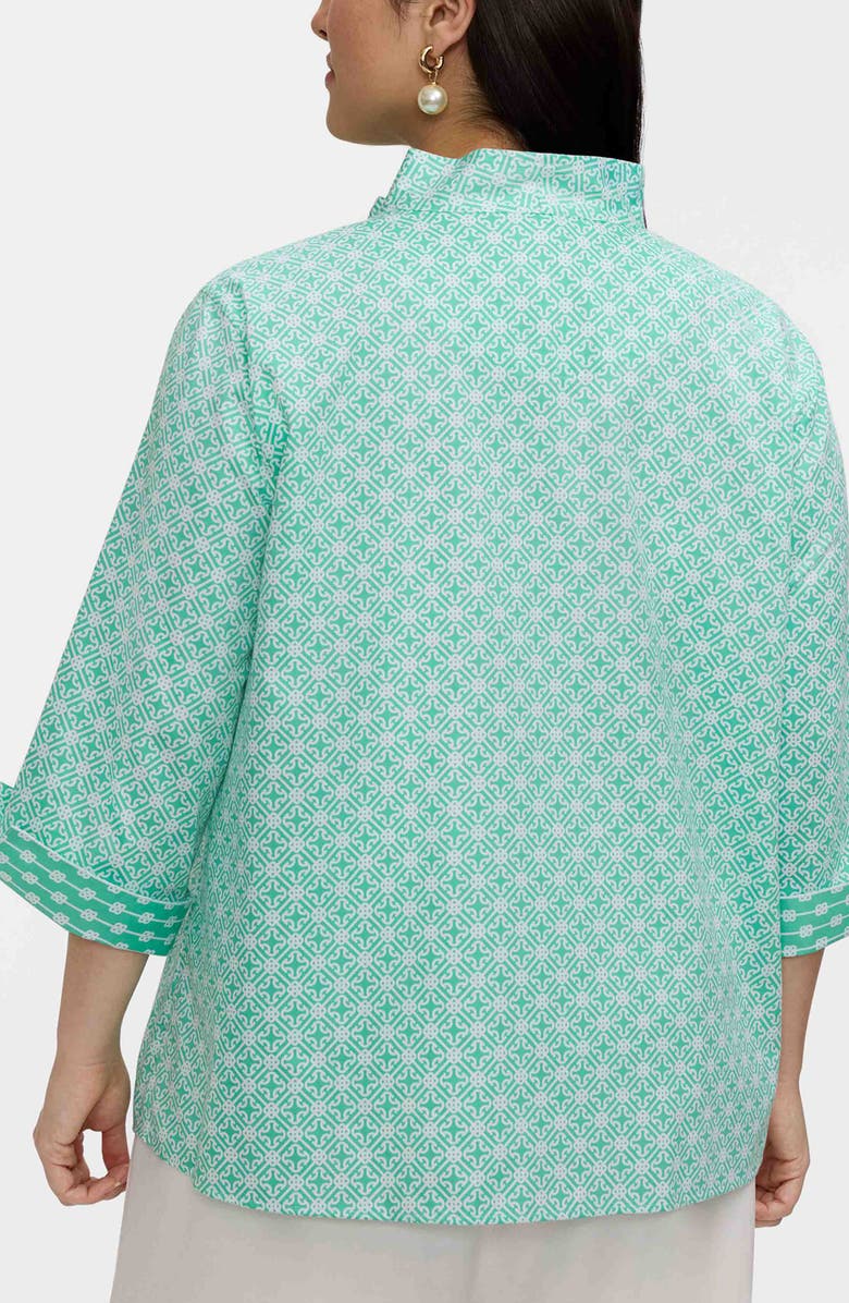 Foxcroft Tammy Geo Lattice Print Ruffle Collar Cotton Top, Alternate, color, 