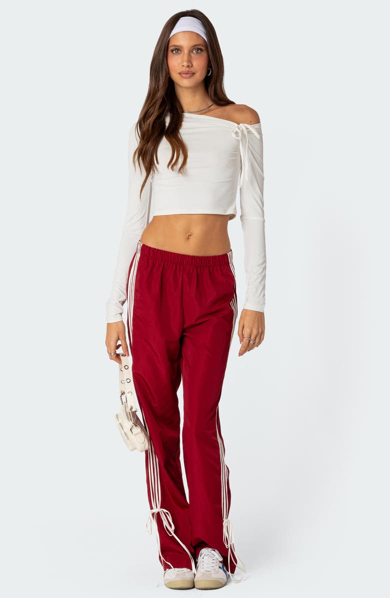 EDIKTED Winona One-Shoulder Crop Top, Alternate, color, White