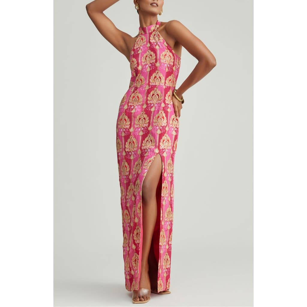 Holichic Halter Neck Maxi Dress In Pink