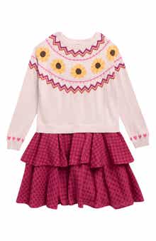 Kids' Sunflower Sweater Twofer Dress