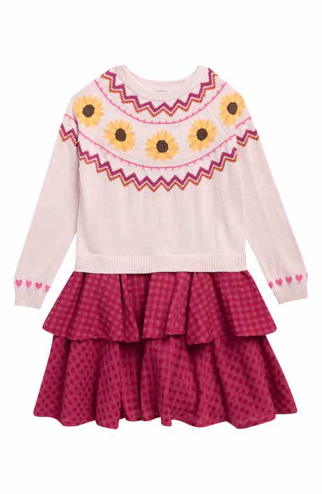 Kids' Sunflower Sweater Twofer Dress