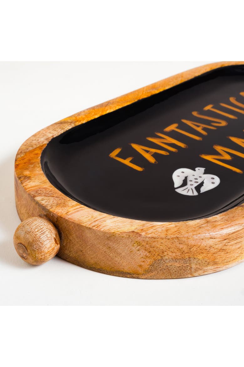 Lakri Oval Mango Wood Tray Curated Decor, Alternate, color, Black