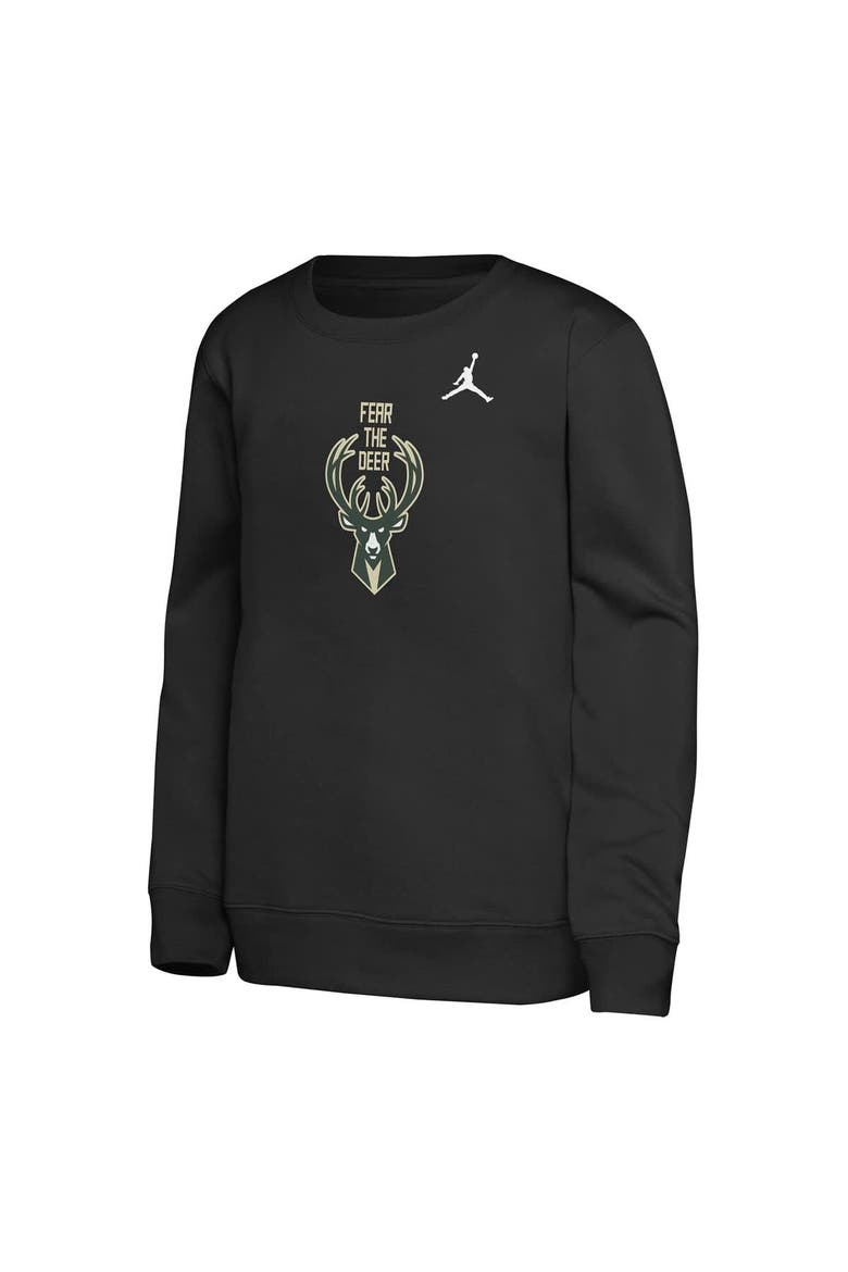 Youth Jordan Brand Black Milwaukee Bucks Courtside Statement Edition Sweatshirt, Alternate, color, Black