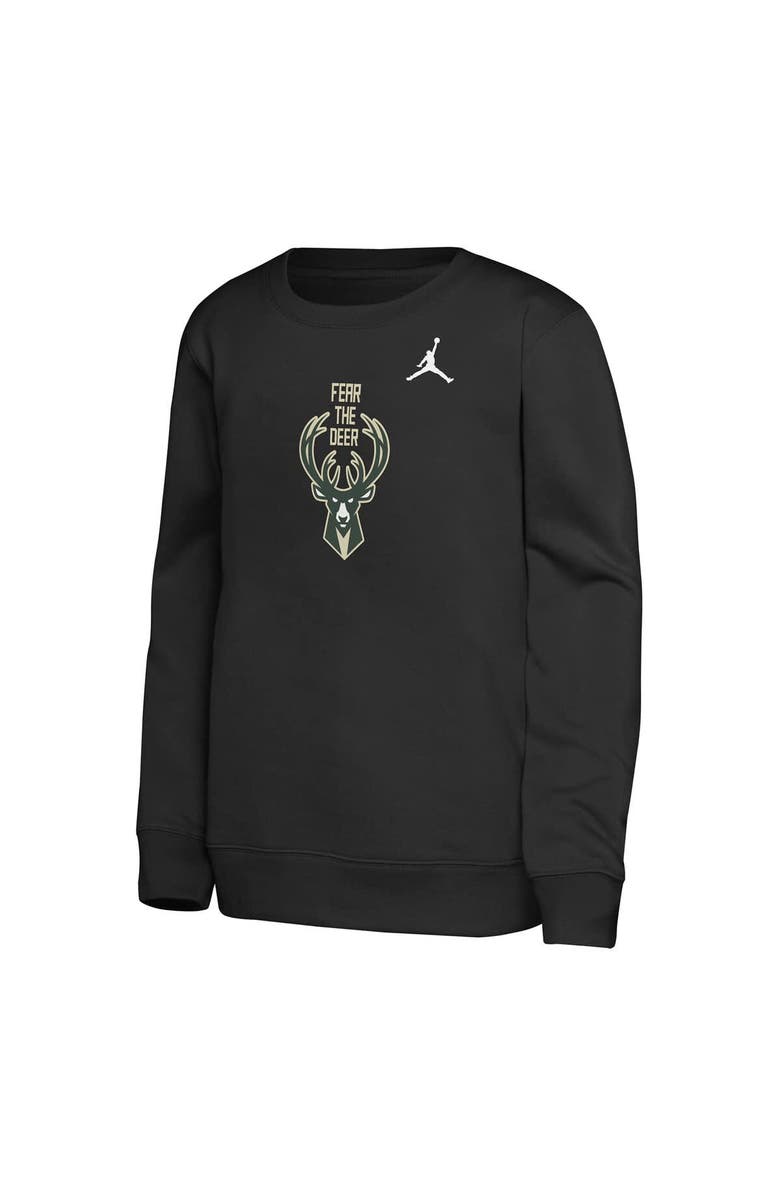 Jordan Brand Youth Jordan Brand Black Milwaukee Bucks Courtside Statement Edition Sweatshirt, Alternate, color, Black