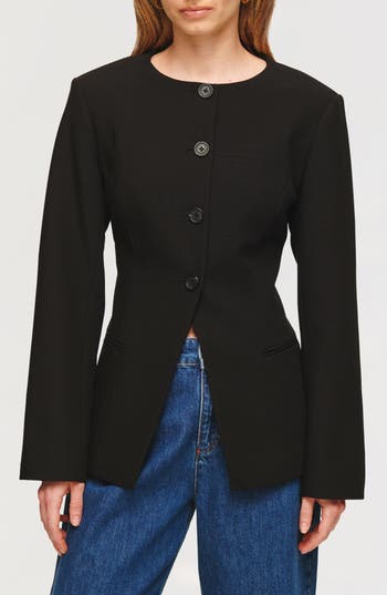 Aligne Daphne Long Waisted Blazer Jacket In Black
