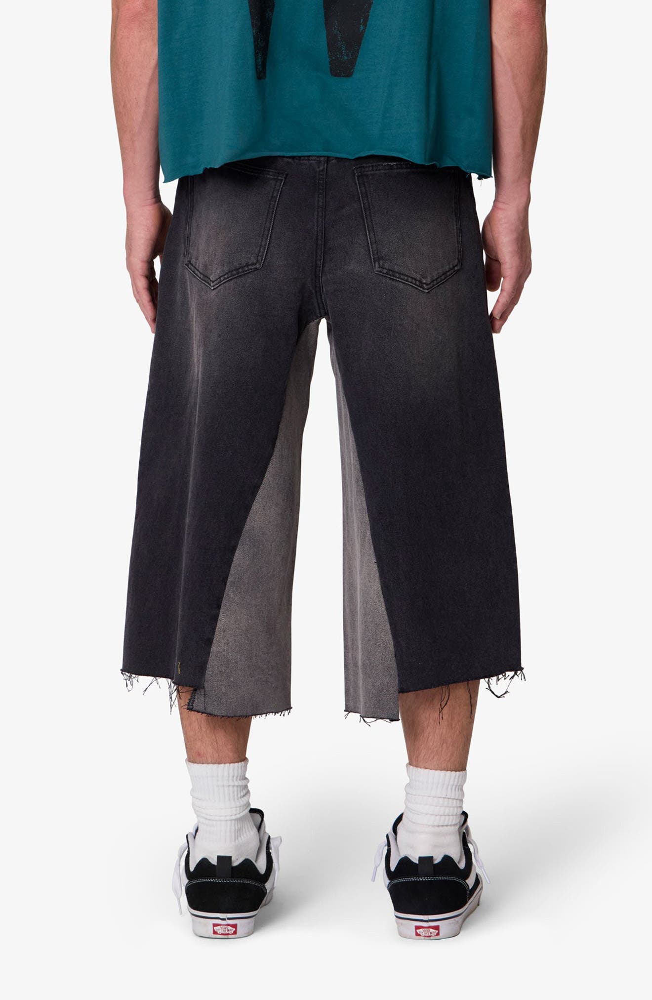 Distressed Panel Denim Shorts - image 2