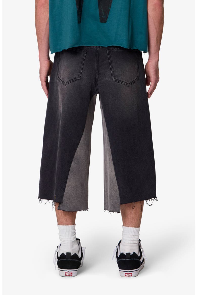 Distressed Panel Denim Shorts, Alternate, color, WASHED BLACK