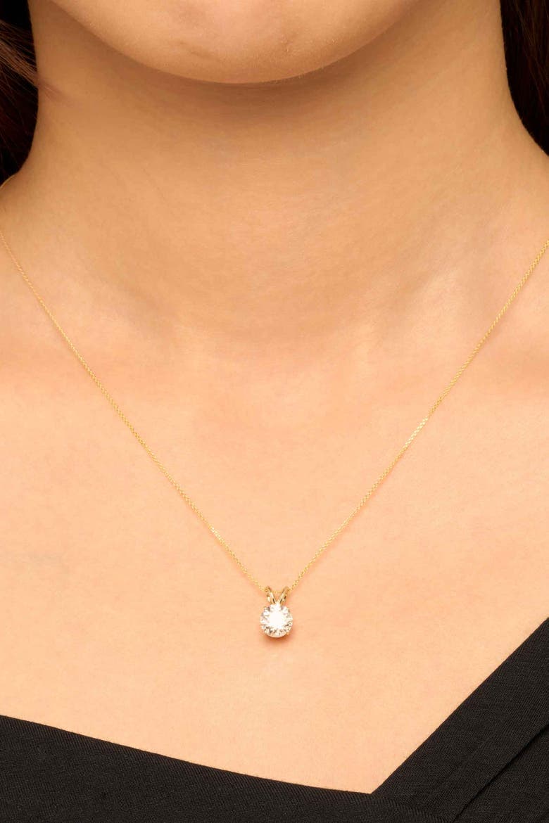 14K Solid Gold Luminous 1.5 Carat Lab Diamond Solitaire Necklace, Alternate, color, Yellow Gold, Lab Diamonds