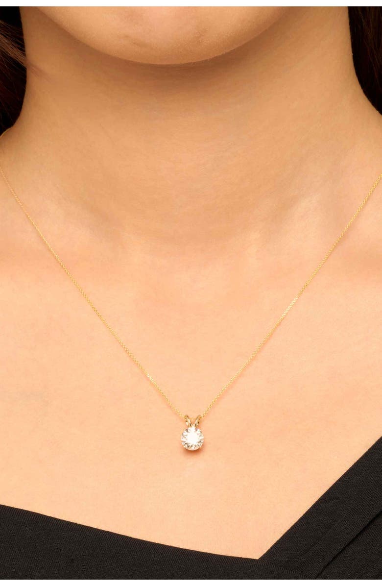 Oradina 14K Solid Gold Luminous 1.5 Carat Lab Diamond Solitaire Necklace, Alternate, color, White Gold, Lab Diamonds