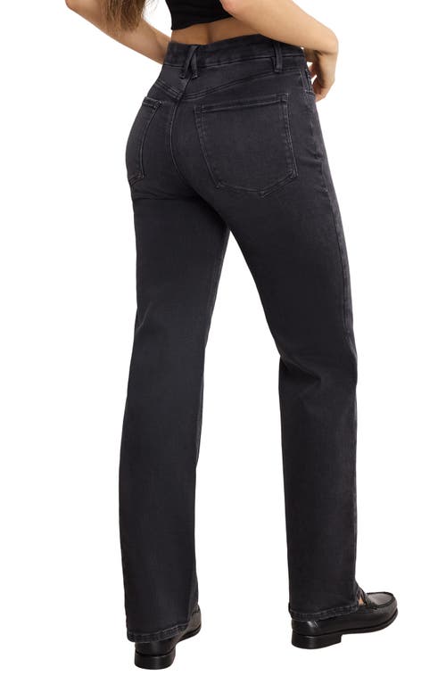 Good American Soft-tech Good True High Waist Straight Leg Jeans In Black