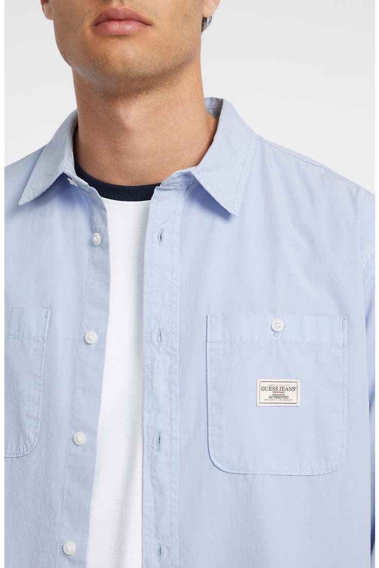 Regular Fit Patch Pockets Poplin Button-Up Shirt, Alternate, color, BLUE