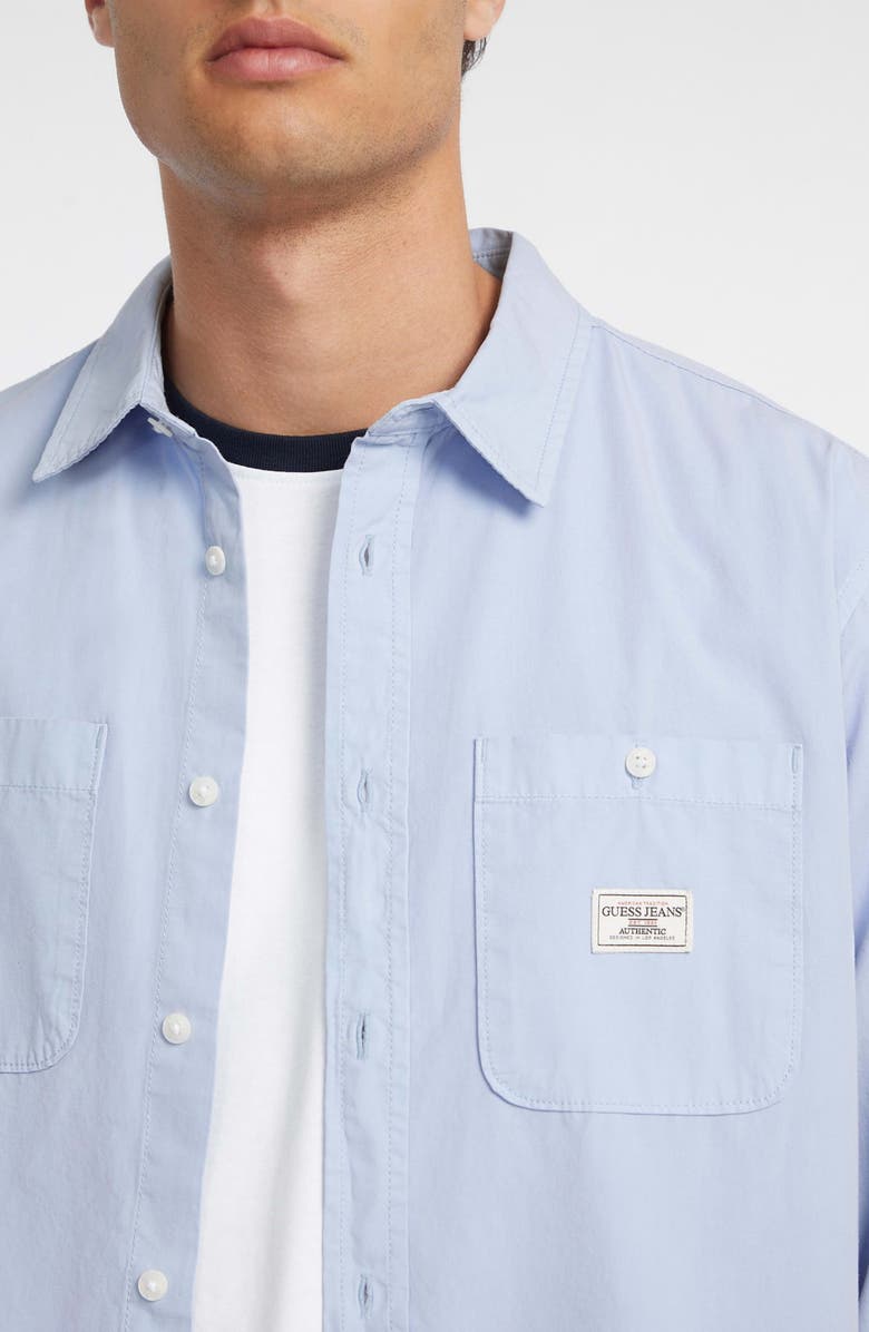 GUESS JEANS Regular Fit Patch Pockets Poplin Button-Up Shirt, Alternate, color, Blue