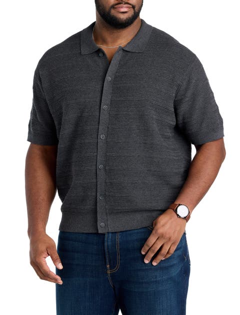 Big & Tall Short-Sleeve Polo Cardigan Sweater