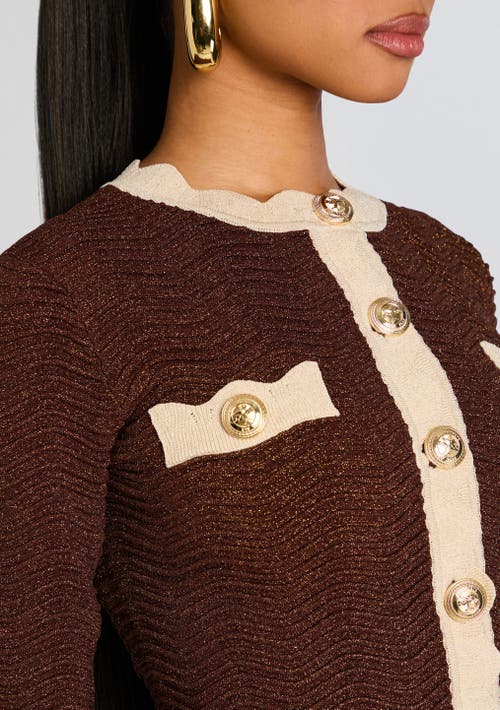 Retroféte Dallys Sparkly Knit Jacket In Mtlc Chestnut/bone