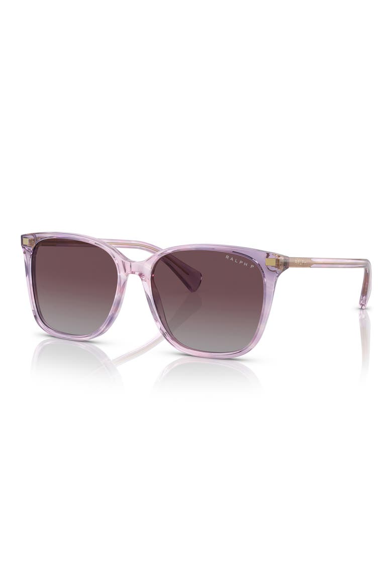 56mm Polarized Square Sunglasses, Alternate, color, STRIPED PURPLE / VIOLET POLAR