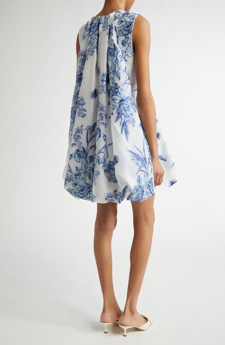 Lela Rose Tapestry Floral Bubble Hem Watteau Back Dress, Alternate, color, 