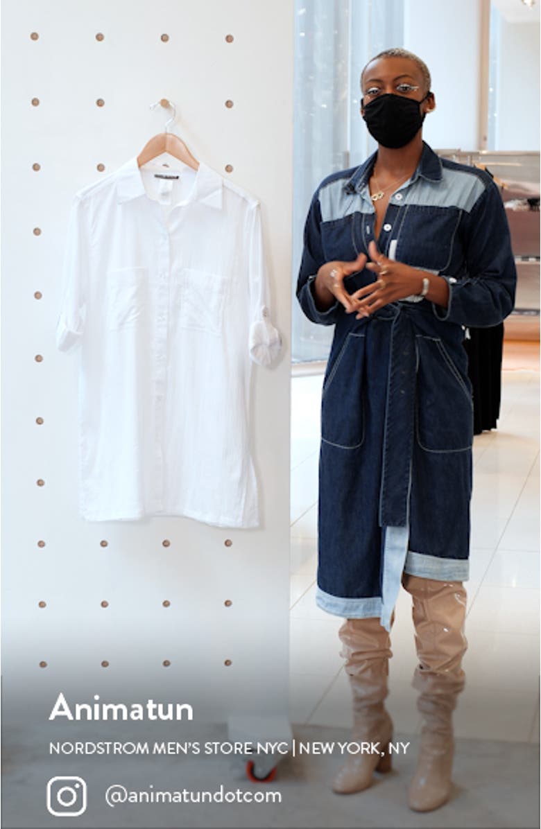 Island Fare Resort Long Sleeve Crinkled Cover-Up Shirtdress, sales video thumbnail