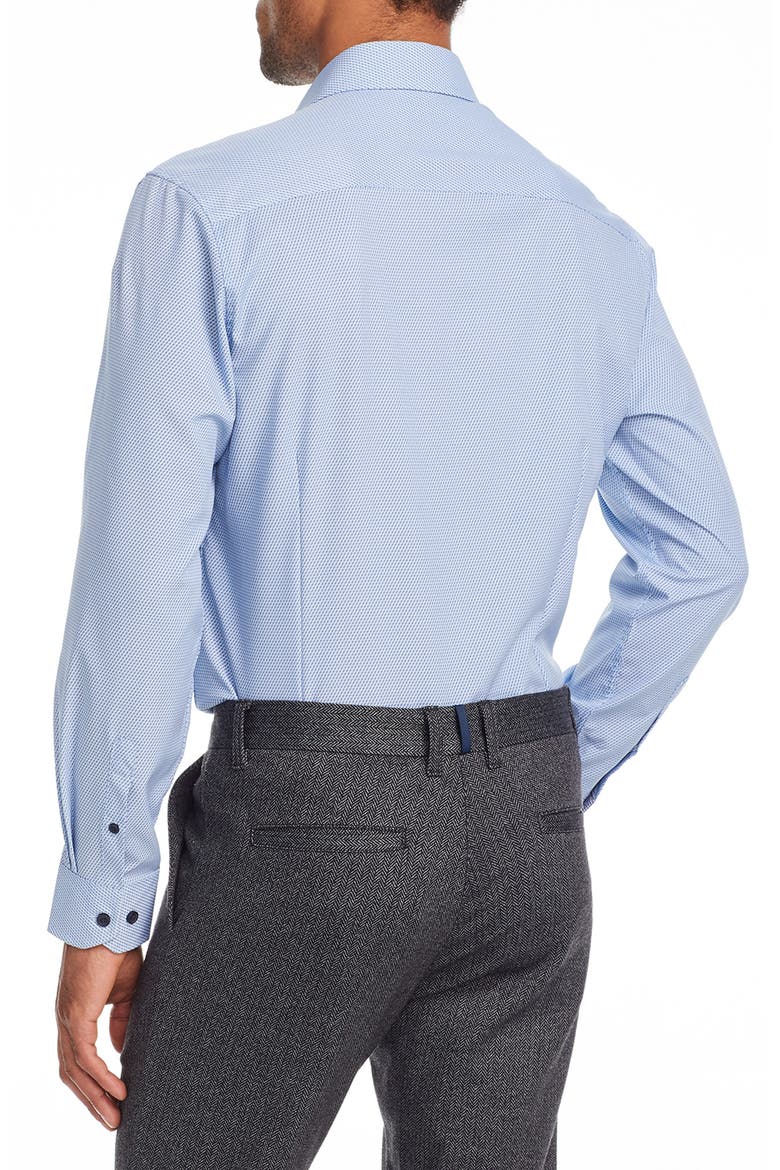 Slim Fit Microprint Performance Dress Shirt, Alternate, color, BLUE